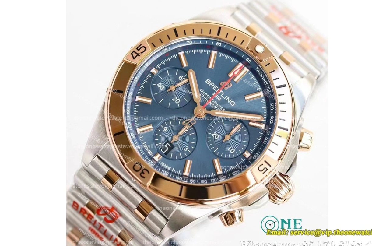 blue SS Breitling B01 RS Asia-7750 Chronomat 42mm GF 0124